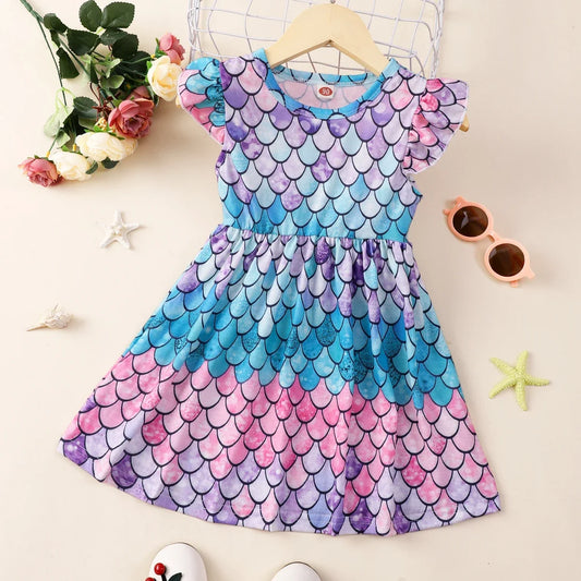 Anahita Mermaid Ruffle Sundress | Girls Spring Casual Dress - i-diya