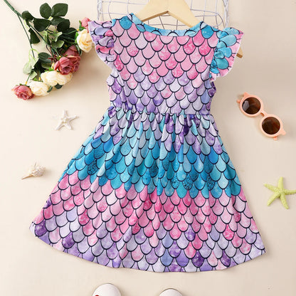 Anahita Mermaid Ruffle Sundress | Girls Spring Casual Dress - i-diya