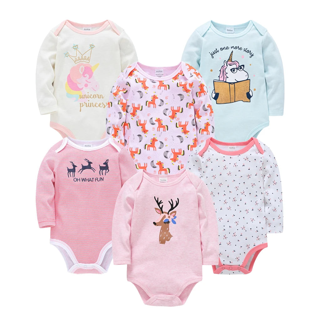 Baby Girls 3-pack and 6-pack Long-sleeve Onesies Bodysuits | Baby Girl Bodysuits - i-diya