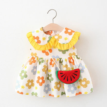 Crocus Doll Collar Sundress with Watermelon Purse Set | Baby Girl Sundresses - i-diya