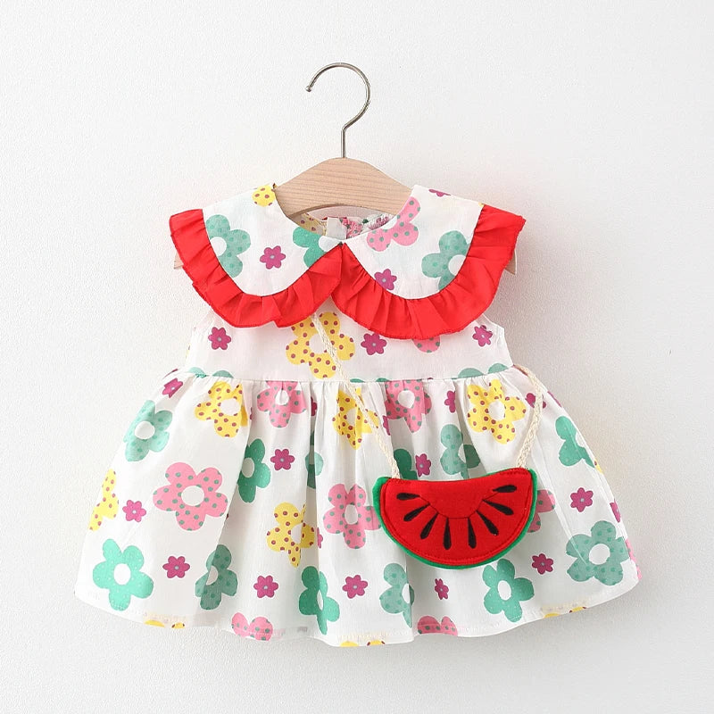 Crocus Doll Collar Sundress with Watermelon Purse Set | Baby Girl Sundresses - i-diya