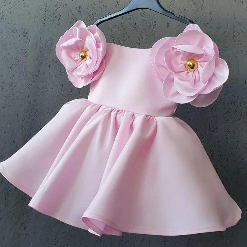 Delphine Flower Pleated Party Dress | Girls Special Occasion Dresses - i-diya