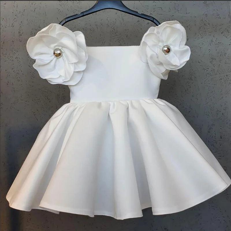 Delphine Flower Pleated Party Dress | Girls Special Occasion Dresses - i-diya