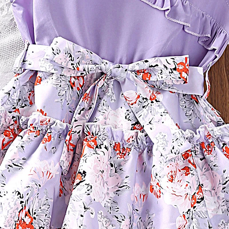 Dwarf Daisy Layered Floral Dress | Girls Spring Casual Dress - i-diya