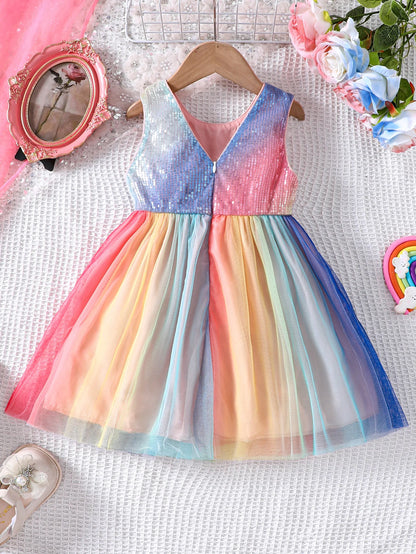 Erlantz Sequins Rainbow Dress | Girls Party Dresses - i-diya