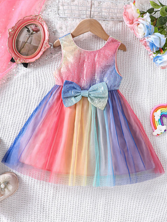 Erlantz Sequins Rainbow Dress | Girls Party Dresses - i-diya