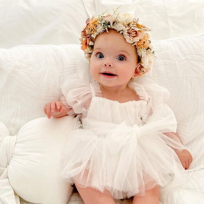 Goddess Puff Sleeve Baby Dress | Baby Special Occasion Dress - i-diya