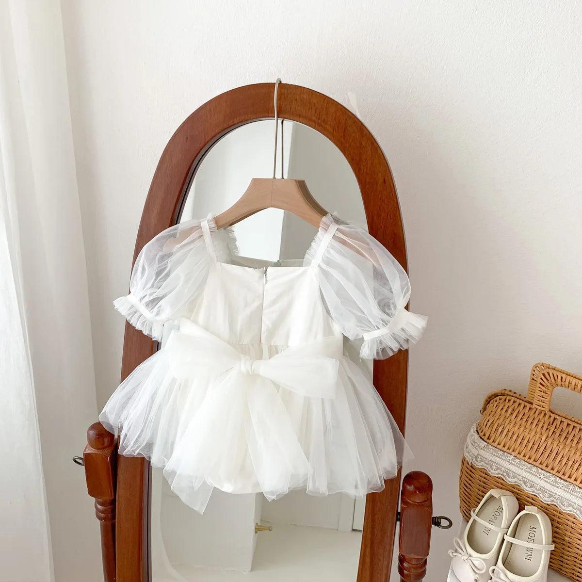 Goddess Puff Sleeve Baby Dress | Baby Special Occasion Dress - i-diya