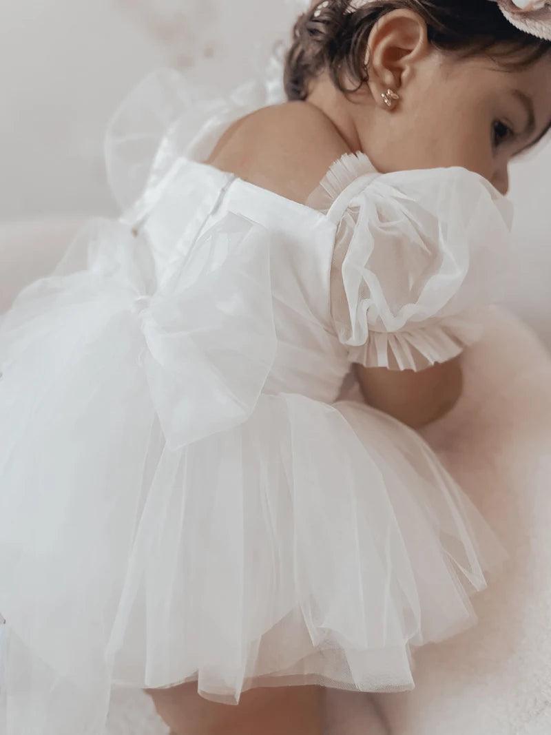 Goddess Puff Sleeve Baby Dress | Baby Special Occasion Dress - i-diya