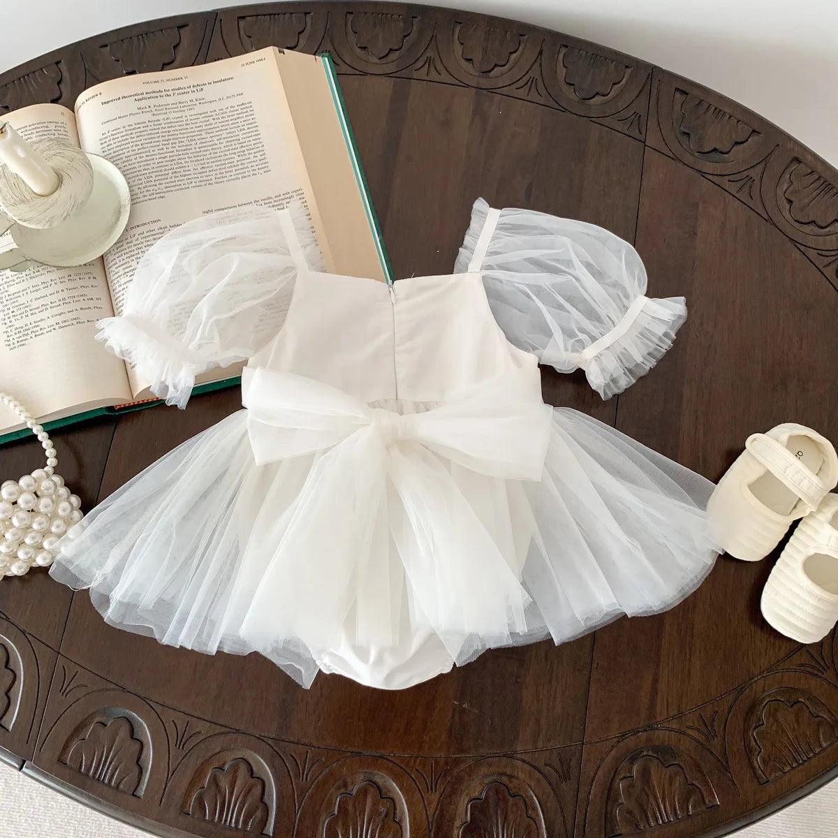 Goddess Puff Sleeve Baby Dress | Baby Special Occasion Dress - i-diya