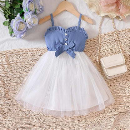 Inner Wisdom Chambray Tutu Dress | Girls Summer Dresses - i-diya