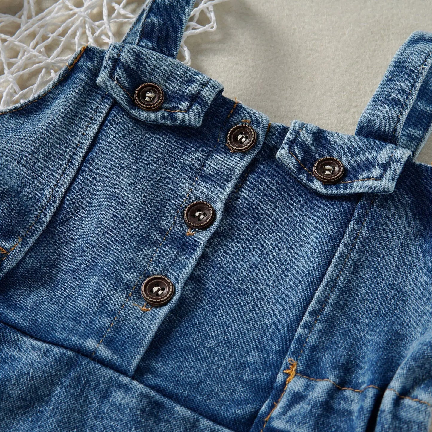 Little Dandy Ruffled Denim Dress | Baby Girl Denim Dress - i-diya