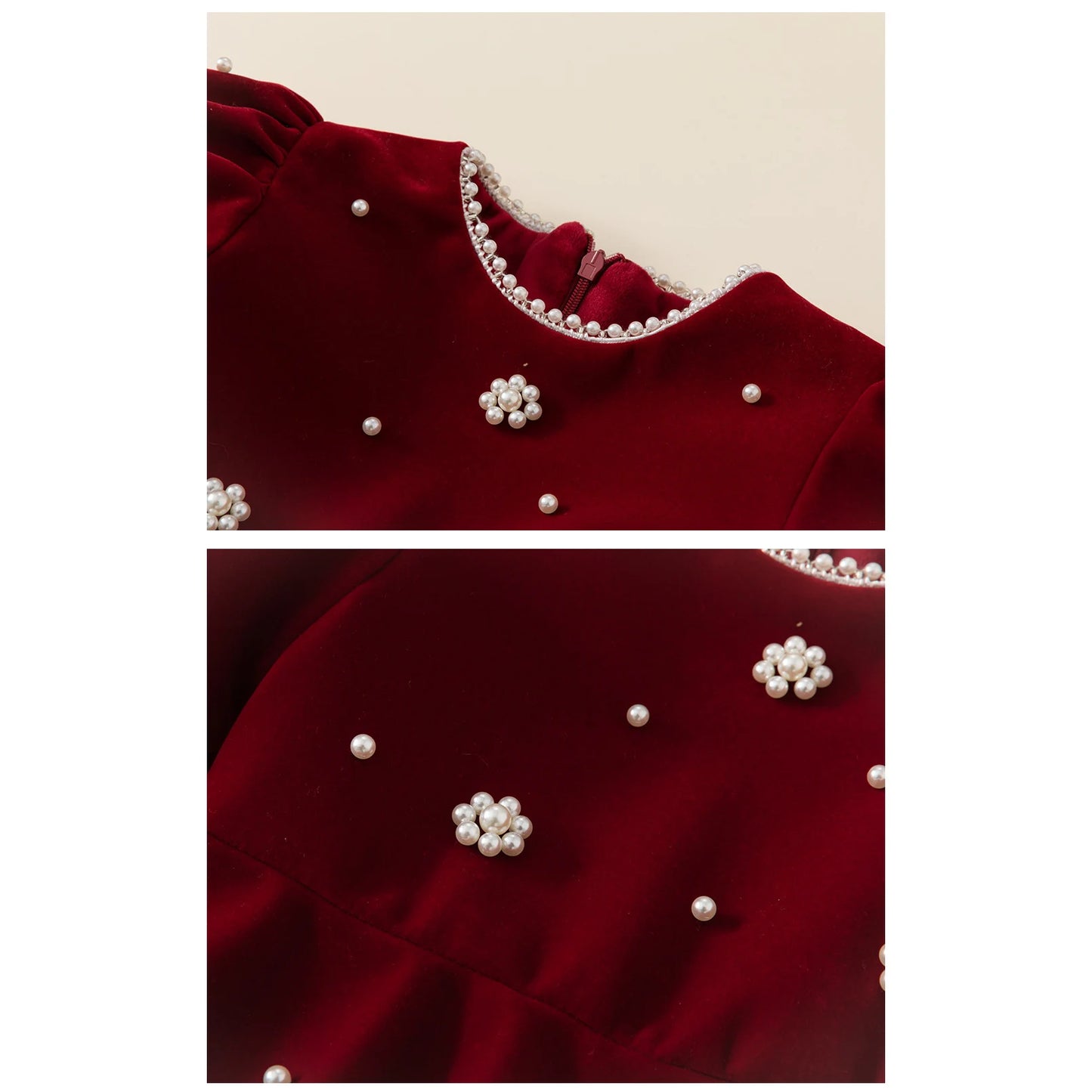 Margaery Velvet Red Pearl Special Occasion Dress | Girls Special Occasion Dresses - i-diya