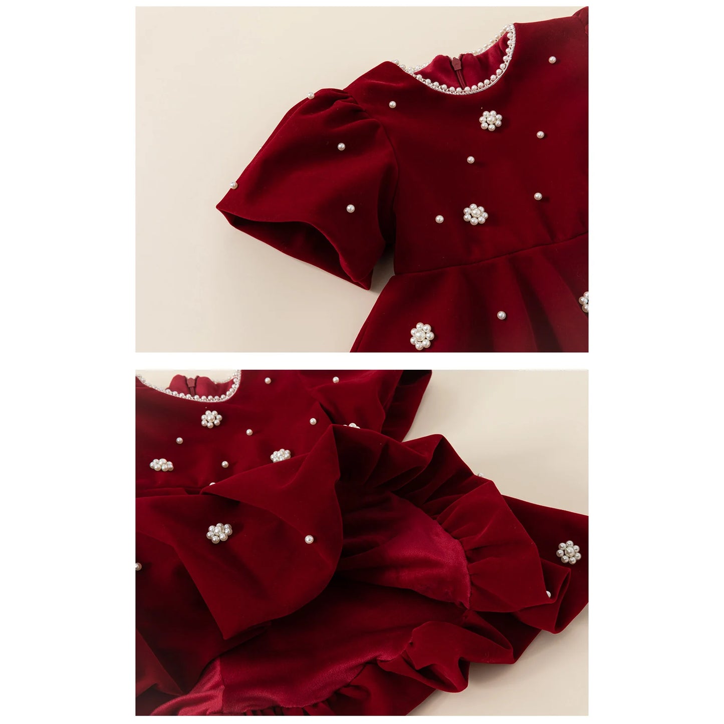 Margaery Velvet Red Pearl Special Occasion Dress | Girls Special Occasion Dresses - i-diya