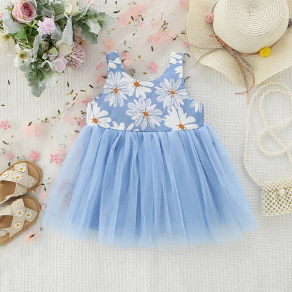 Marguerite Daisy Flower Bow Summer Dress | Baby Girl Summer Dresses - i-diya