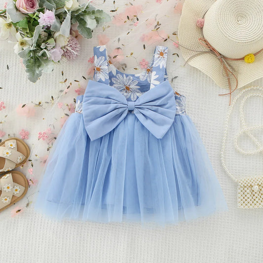 Marguerite Daisy Flower Bow Summer Dress | Baby Girl Summer Dresses - i-diya