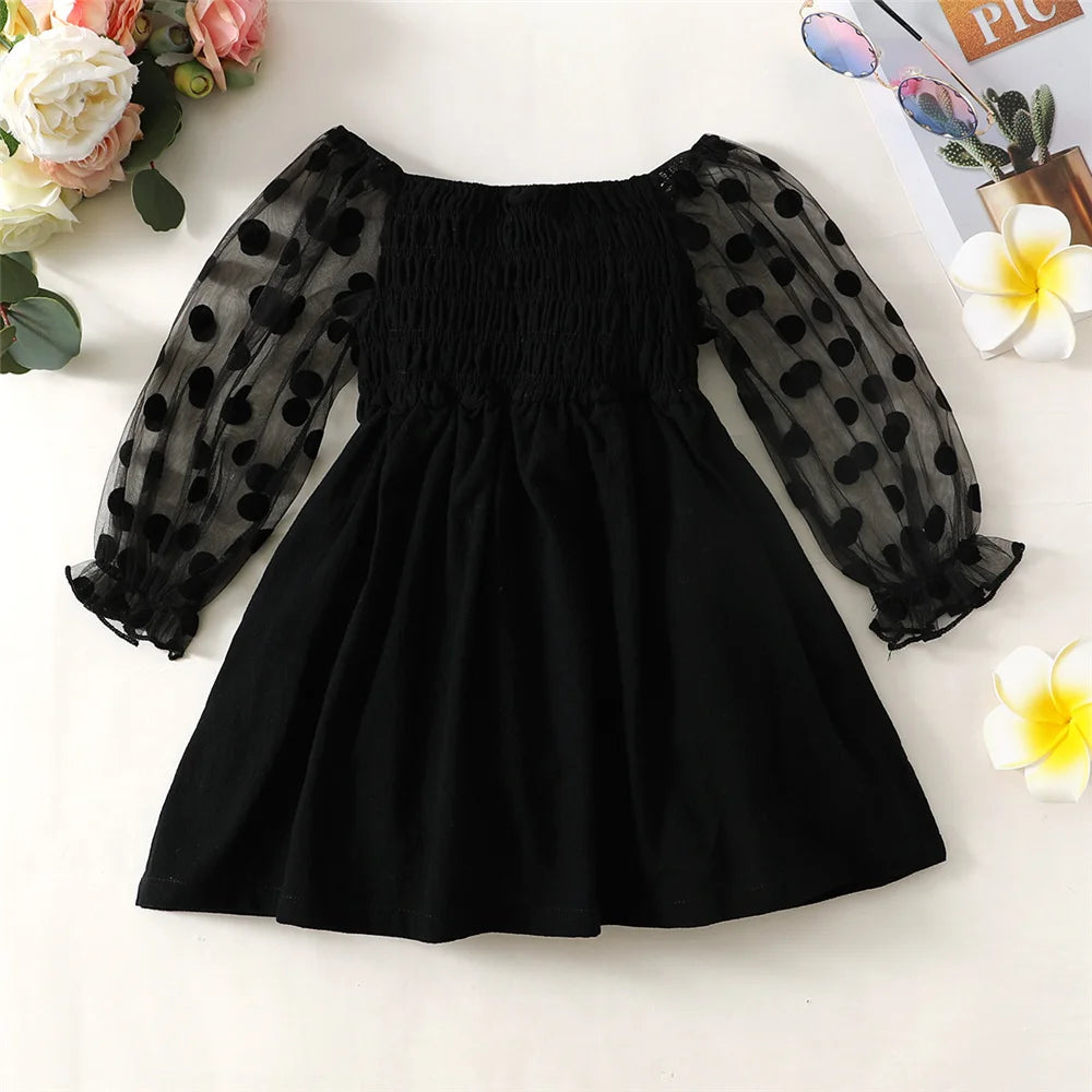 Melanie Black Off Shoulder Dress | Girls Party Dresses - i-diya