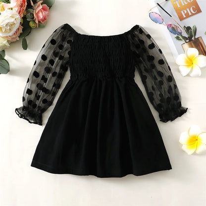 Melanie Black Off Shoulder Dress | Girls Party Dresses - i-diya