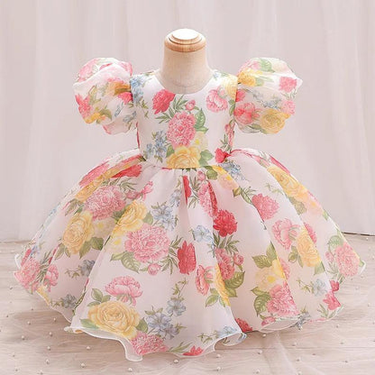 Rosablle Puff Sleeve Floral Dress | Baby Dress For Wedding - i-diya