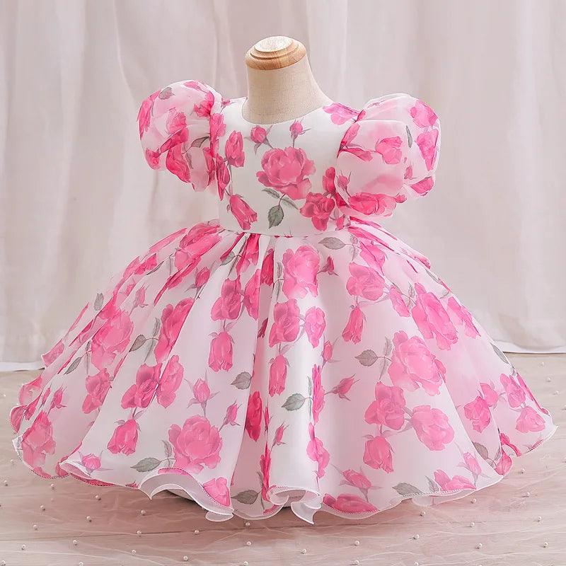 Rosablle Puff Sleeve Floral Dress | Baby Dress For Wedding - i-diya