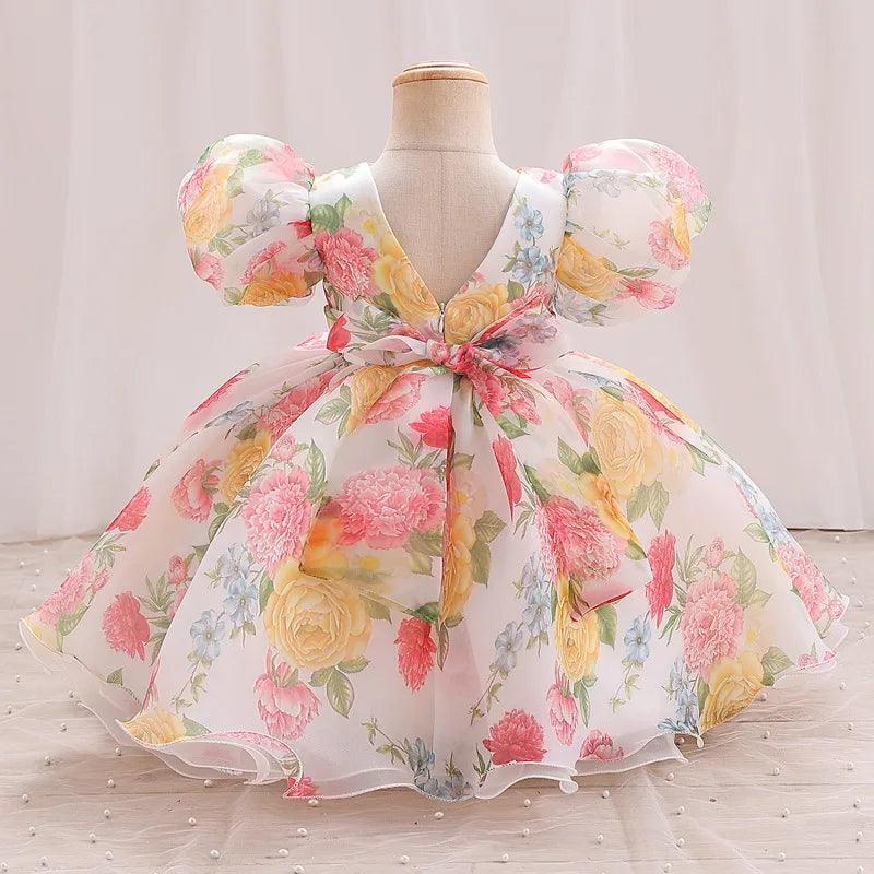 Rosablle Puff Sleeve Floral Dress | Baby Dress For Wedding - i-diya