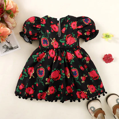 Roseate Flower Bouquet Bohemian Party Dress | Baby Girls Party Dress - i-diya