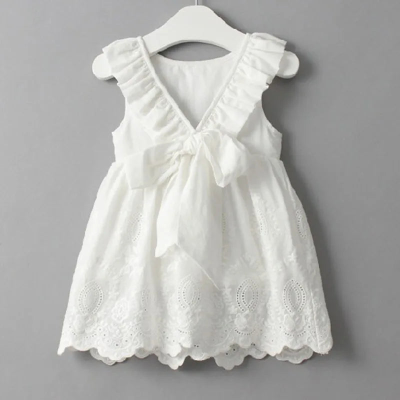 White Eyelet Bib Collar Dress | Girls Summer Dresses - i-diya