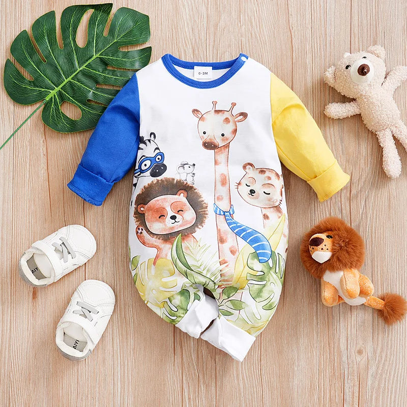 Zoo Animals Baby Footies Bodysuit | Baby Girl Footies - i-diya