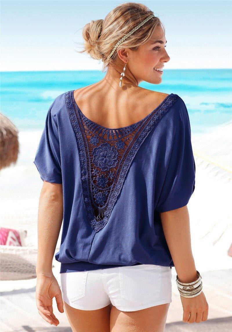 Casual T-Shirt O-Neck Beach Top Tee | Women Summer Top - i-diya