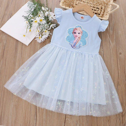 Flying Sleeve Girls Frozen Elsa Party Dress | Toddler Girl Elsa Dresses - i-diya