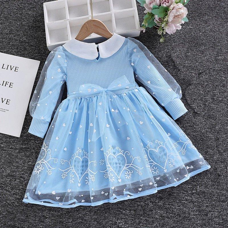 Long-sleeved Lace Girls Frozen Elsa Dress | Toddler Girl Frozen Elsa Dresses - i-diya