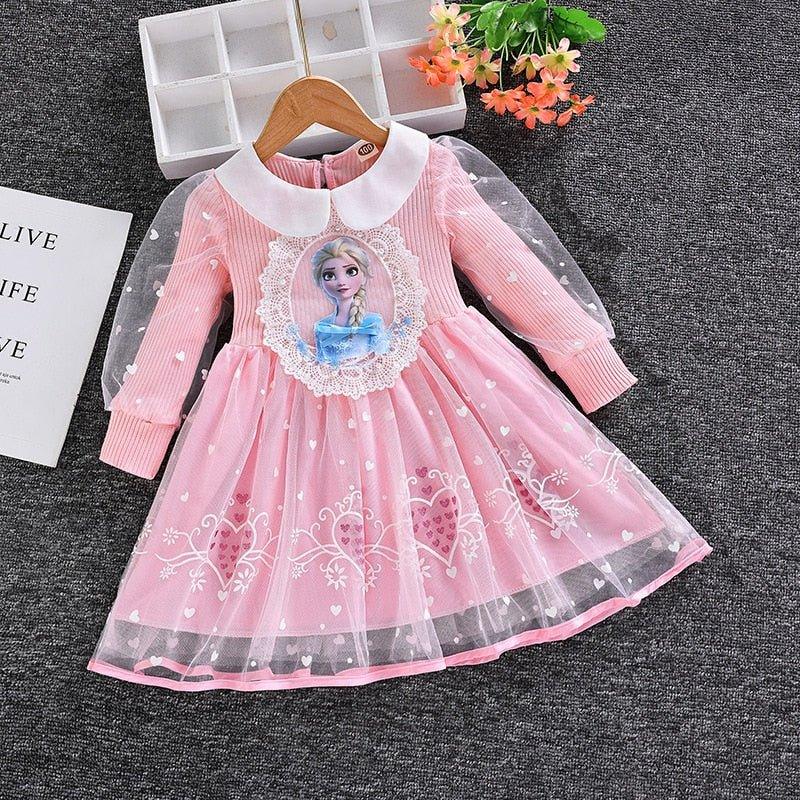 Long-sleeved Lace Girls Frozen Elsa Dress | Toddler Girl Frozen Elsa Dresses - i-diya