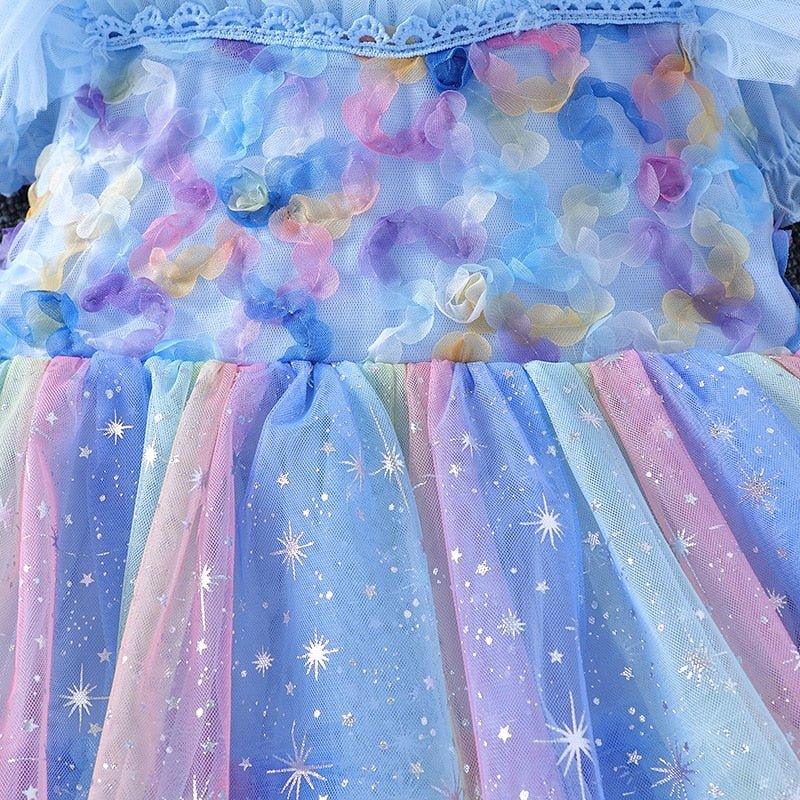 Toddler Girls Frozen Elsa Cloak Tulle Glittery Dress | Toddler Girl Elsa Dresses - i-diya