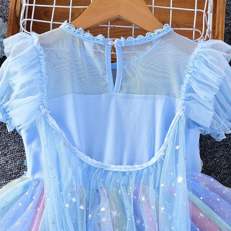 Toddler Girls Frozen Elsa Cloak Tulle Glittery Dress | Toddler Girl Elsa Dresses - i-diya