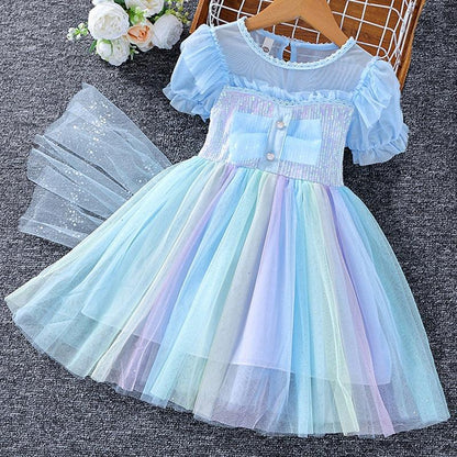 Toddler Girls Pearl Bow Detail Frozen Elsa Prom Cloak Dress | Toddler Girl Elsa Dresses - i-diya